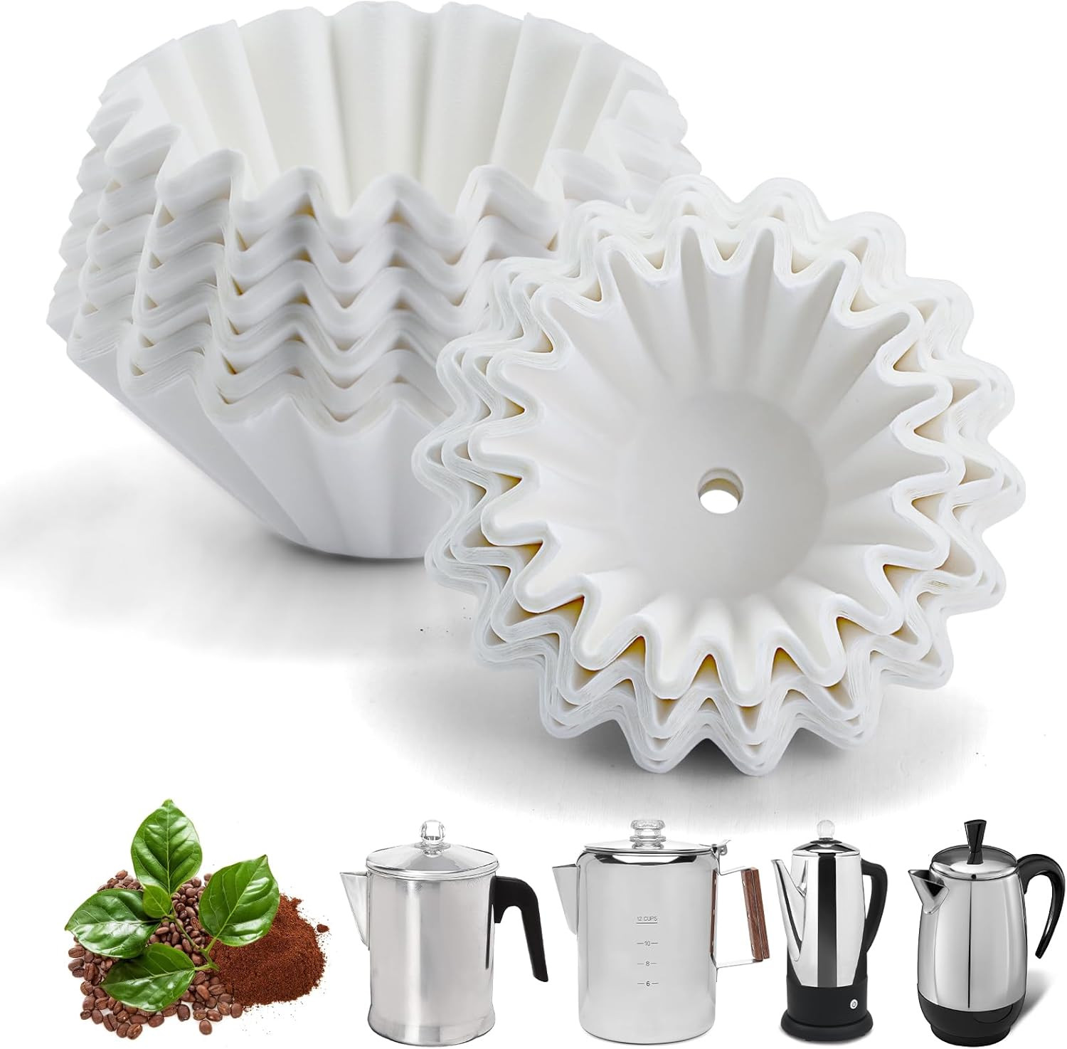 Percolator Coffee Filters for Farberware, 150 Count White Perforated Filters