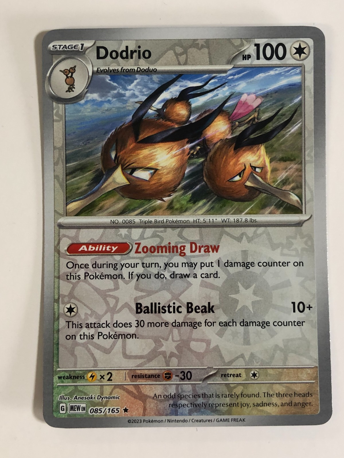 Pokemon TCG 151 Reverse Holographic Dodrio 085/165 Near Mint
