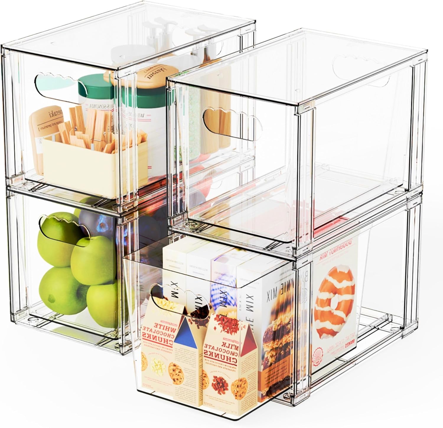4 Pack Large Stackable Storage Drawers,Clear Acrylic Drawer Organizers & Baby