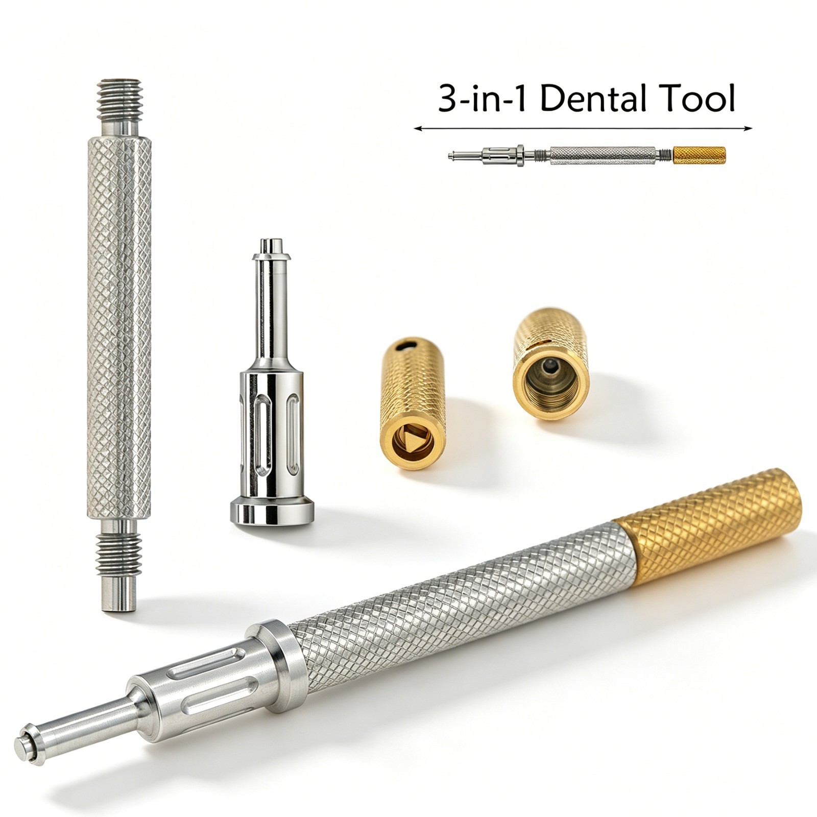 US Universal Dental Locator Core Tool 3 in 1 Metal Carry Place Remove Insert