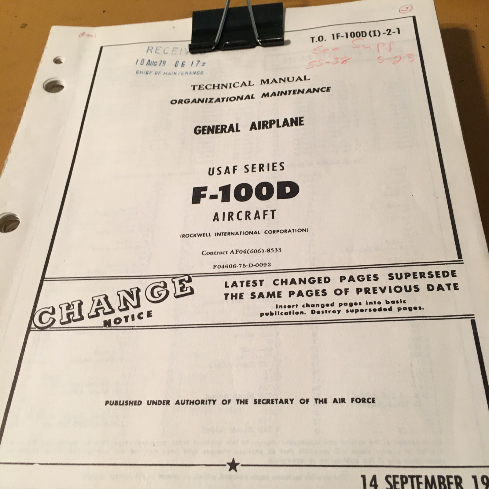 1962-1979 North American F-100D Super Sabre General Maintenance Manual.