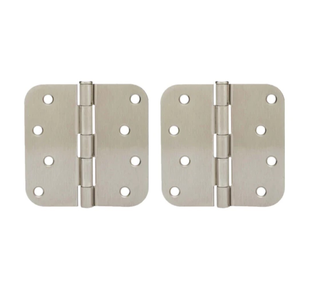 36 Pack Door Hinges, Plain Bearing, 4 In. X 4 In. X 5/8 In. Radius, Satin Nickel