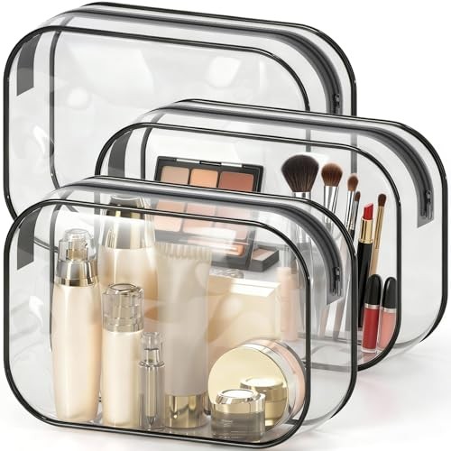 Clear Toiletry Bag for Men & Women - TSA Approved 3 Packs - 8.8" x 6.0" x 2.2"