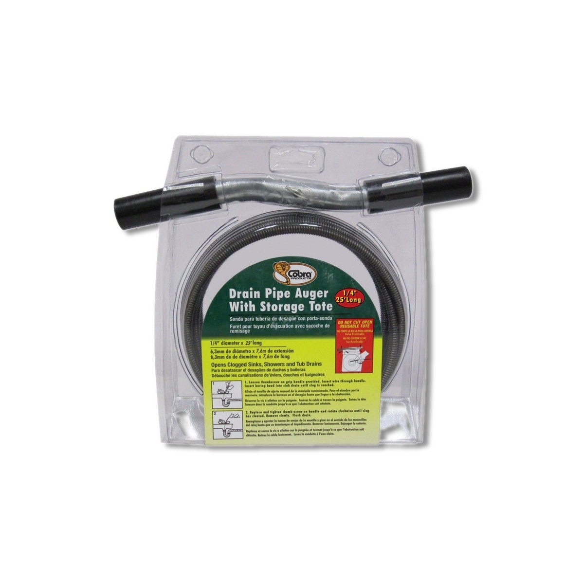 Cobra 25 ft Manual Drain Pipe Auger 10250