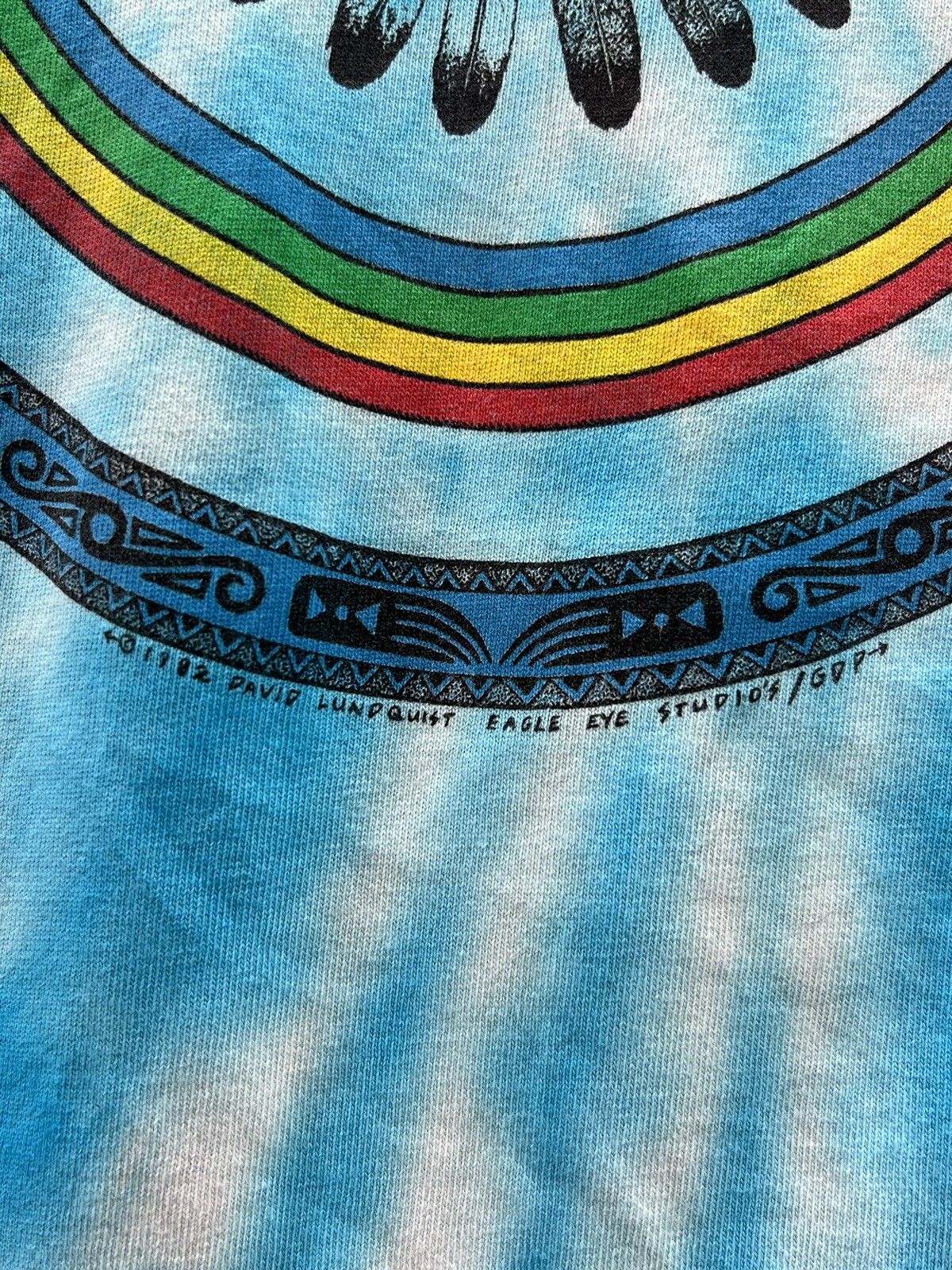 Oneita Vintage Grateful Dead David Lundquist Eagle Eye Studios Blue Tie Dye Tee