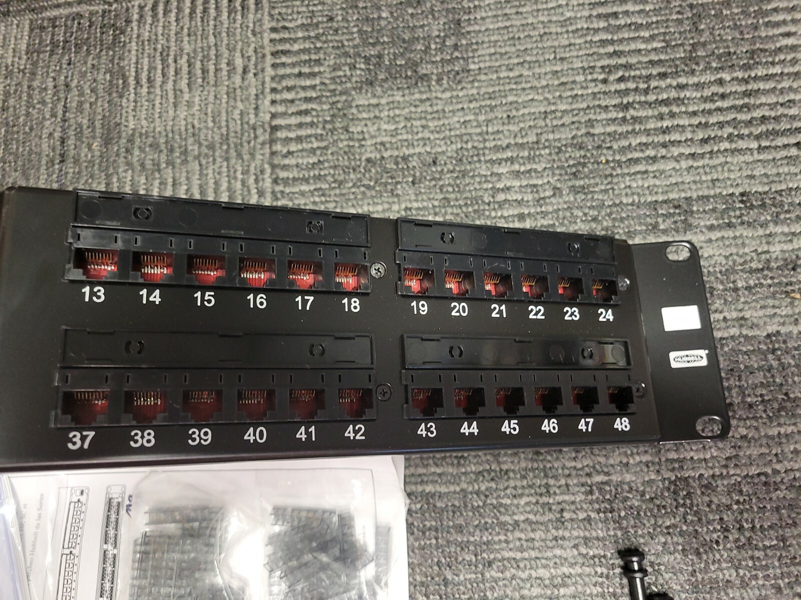 HUBBELL HP648A Nextspeed Category 6, 48 Port Patch Panel Angled, Black, 2U, New