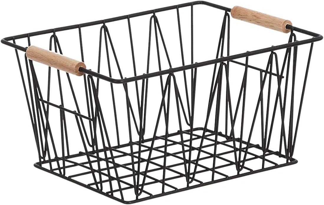 Rectangular Wire Storage Baskets, Set of 3, Standard, Black