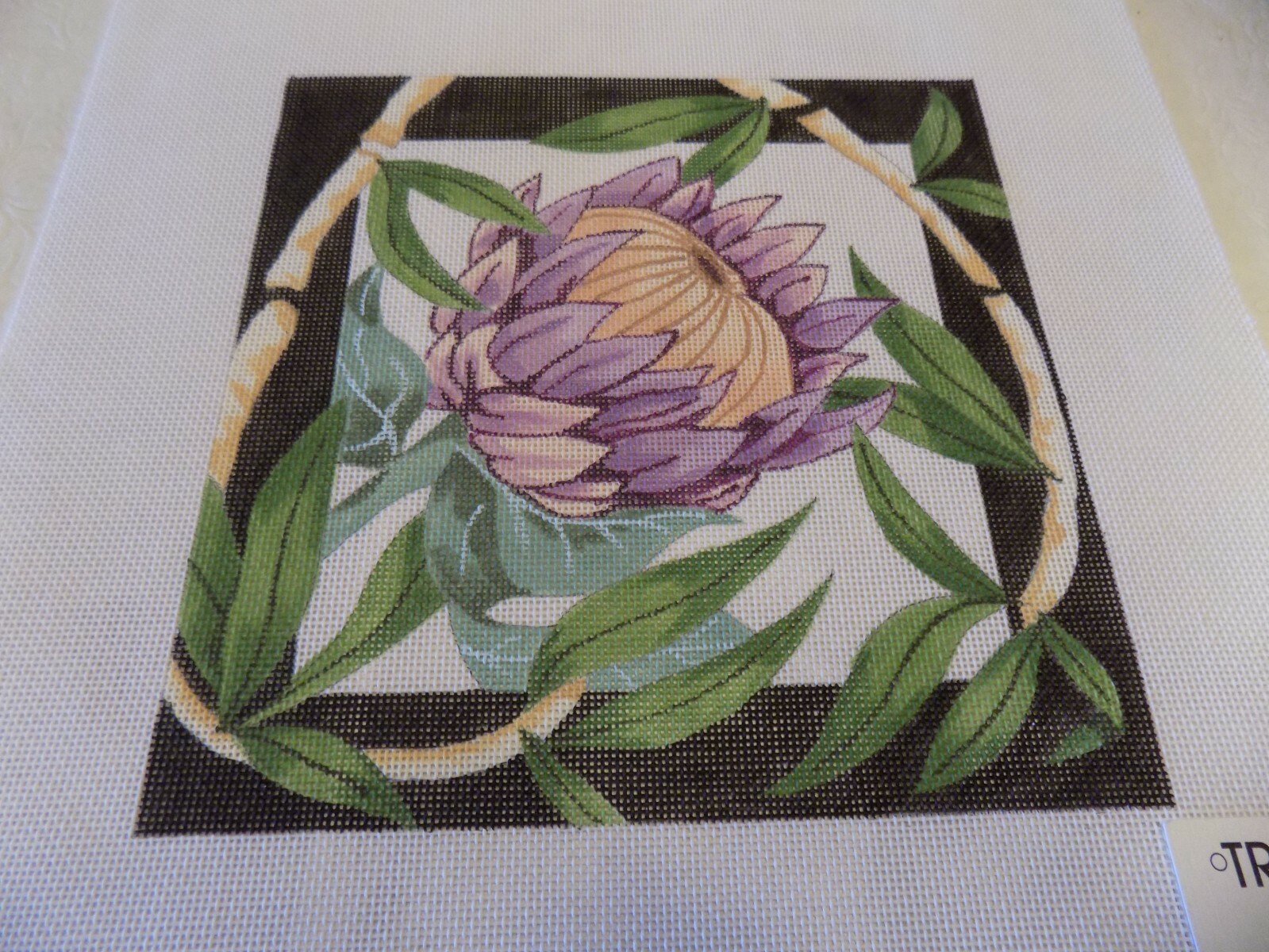 HAND PAINTED GARDEN FLORAL WITH BLACK BOARDER C