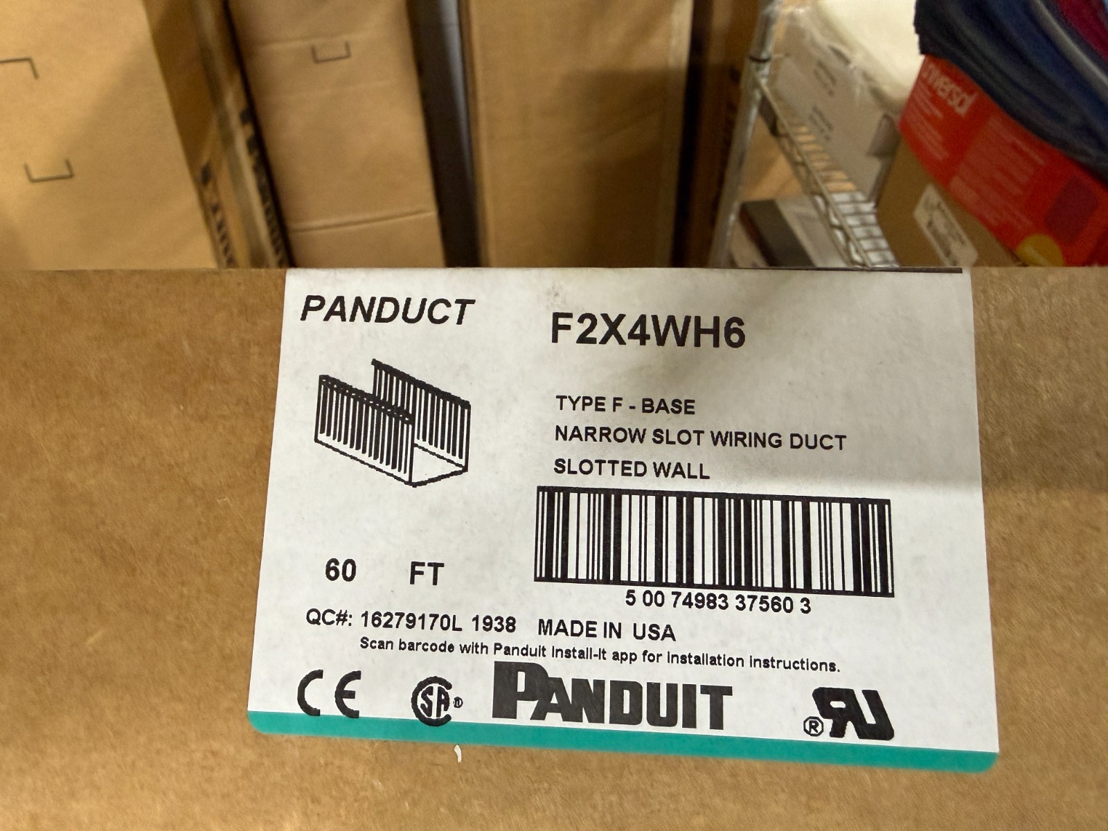 PANDUIT F2X4WH6 WIRING DUCT, WHITE, BOX OF 60FT -ITEM#953 - NEW IN BOX