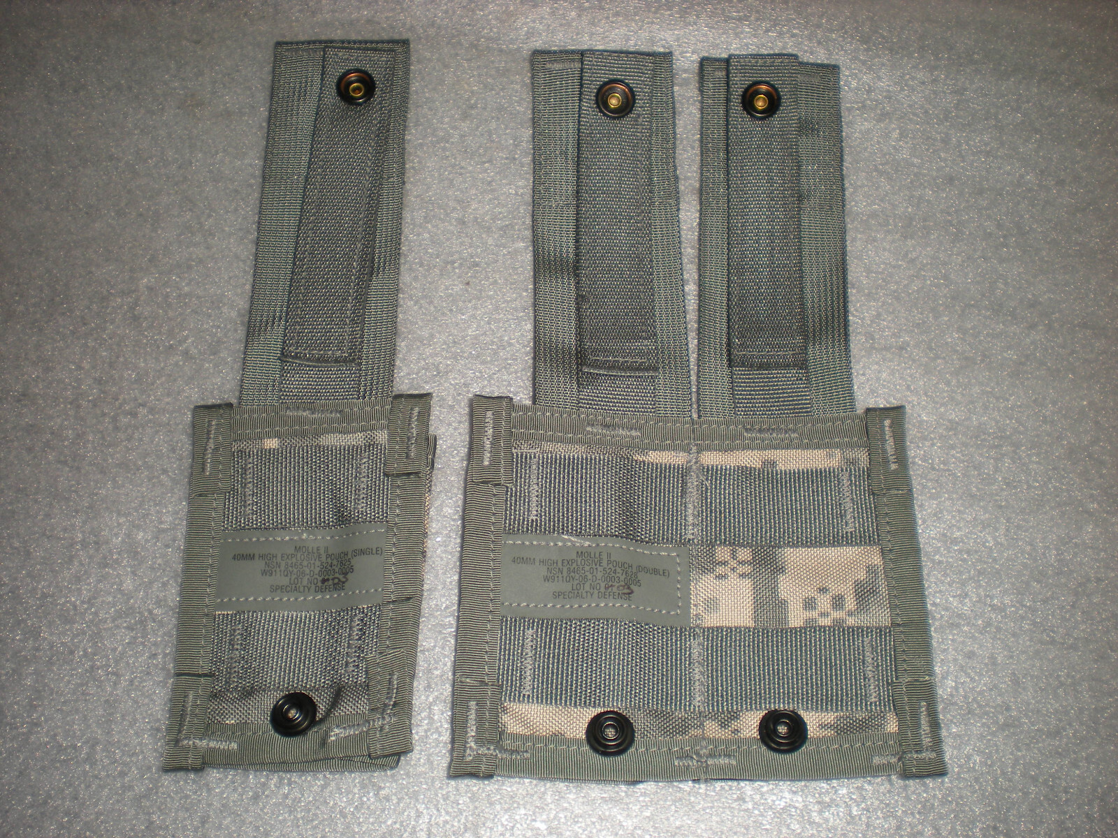 Lot Of 2 US Army Molle II 40MM Grenade Single & Double Pouch Military Defense