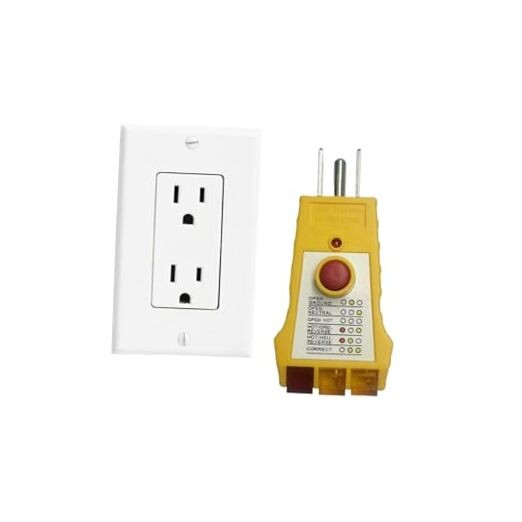 Outlet Tester with GFCI Check - Grounding & Receptacle Circuit Tester - 1