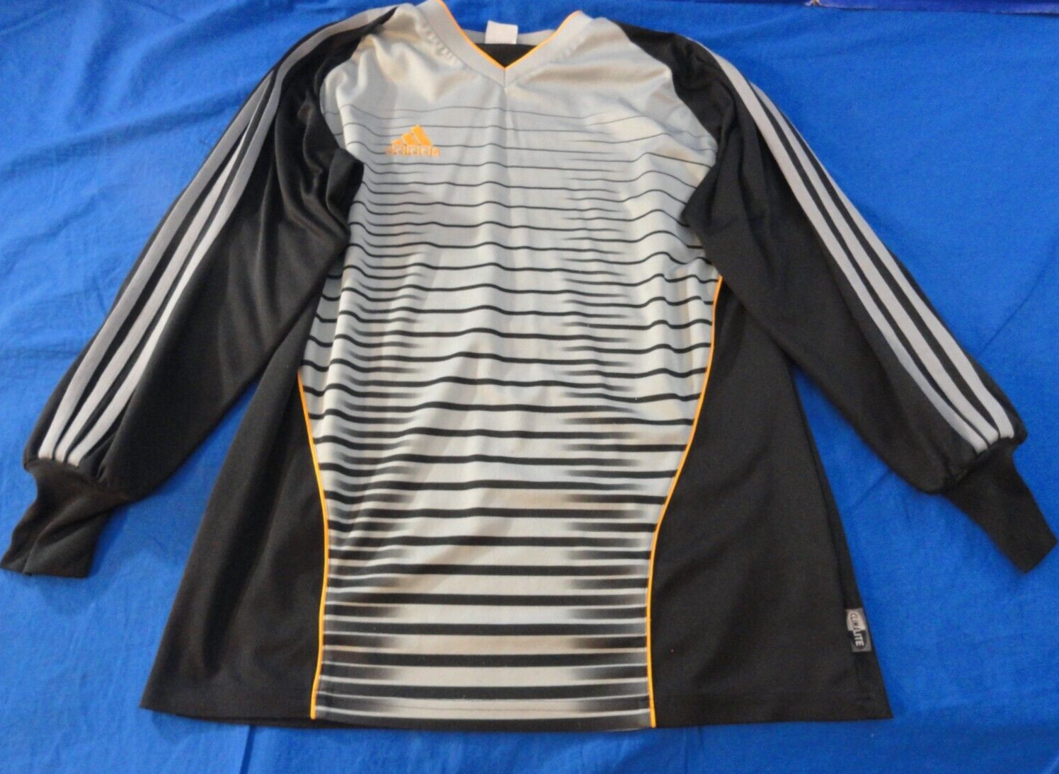 ADIDAS BLACK WHITE ORANGE ATHLETIC SPORT SOCCER GOALIE LONG SLEEVE MENS SHIRT S