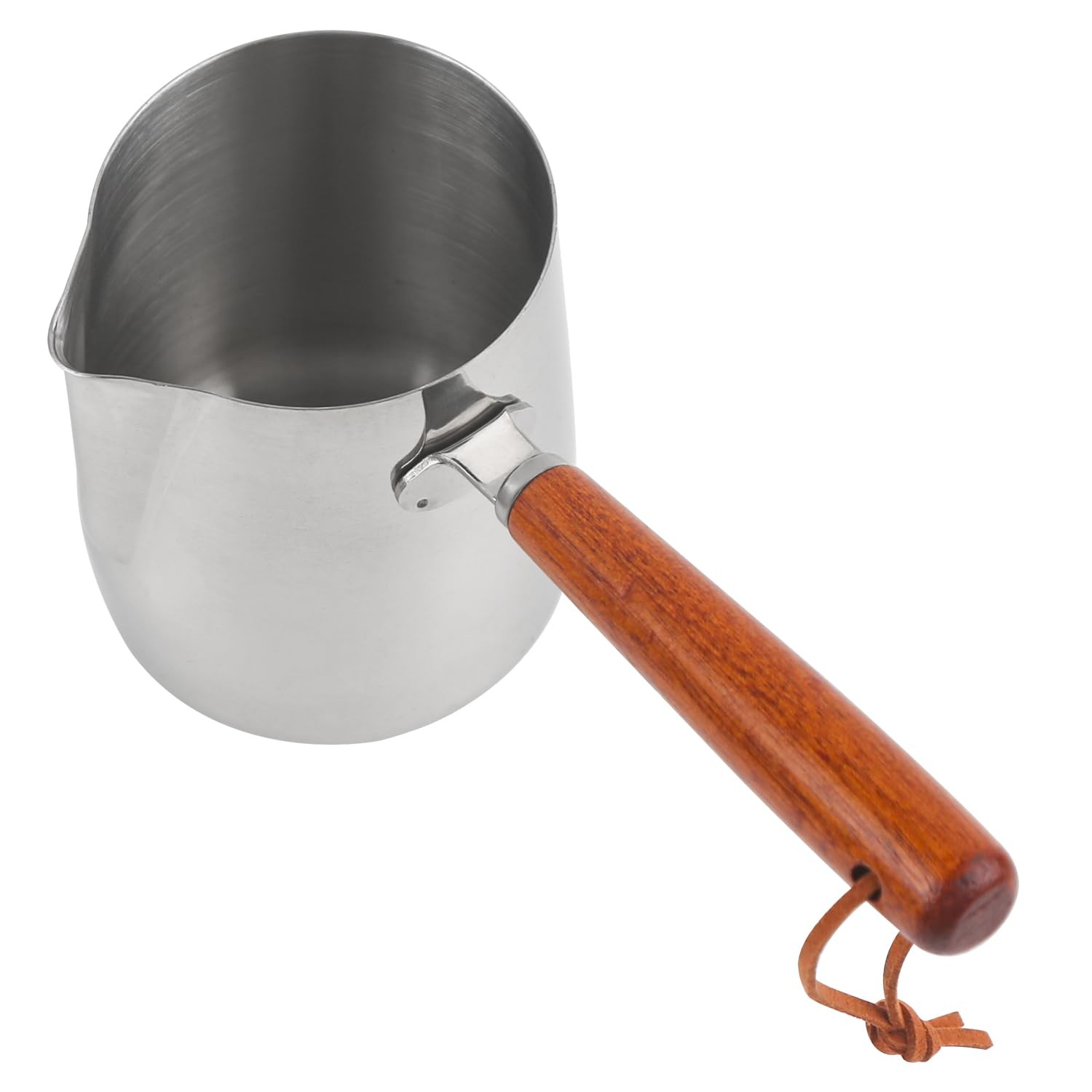 12 oz Milk Frothing Pitcher 350ml Stainless Steel Frother Steamer Cup Wood Ha...