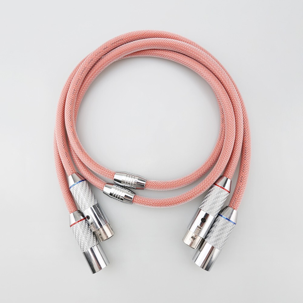 Pair 124cores Pure Solid Silver XLR Balanced Cable Hifi Audio Carbon Fiber Plug
