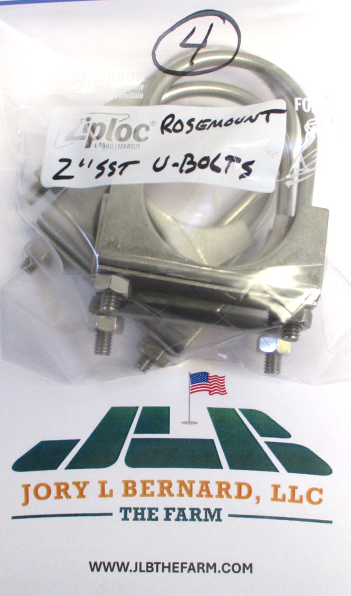ROSEMOUNT,  , 2" SST U-BOLT  PIPE  MOUNTING KIT, LOT OF 4  ,  NOS