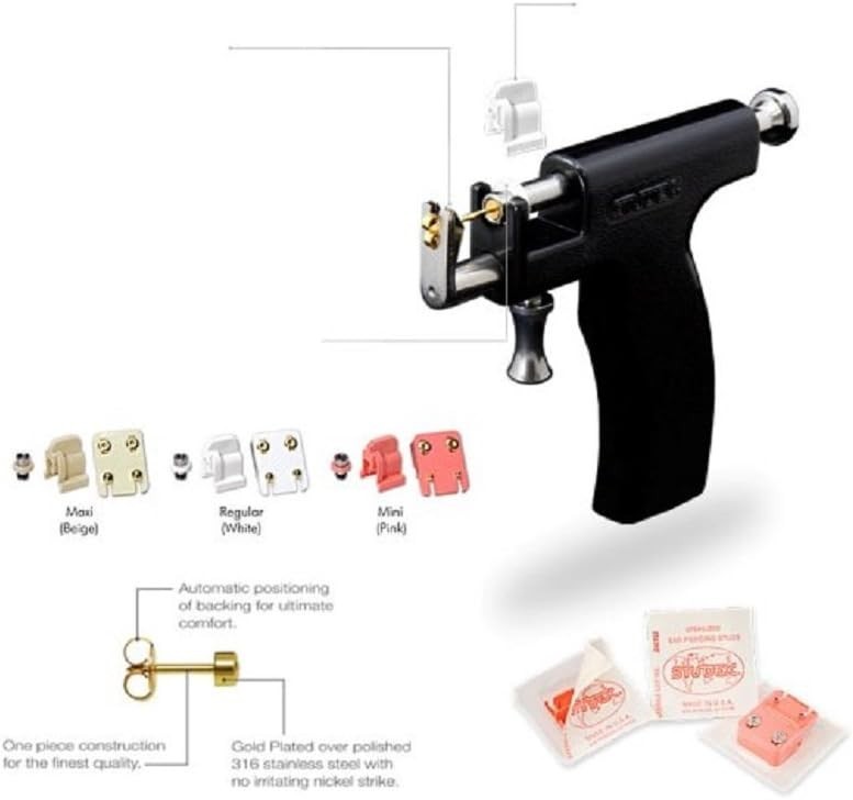 Professional Universal Ear Piercing Kit with 12 Sterilized Hypoallergenic Studs