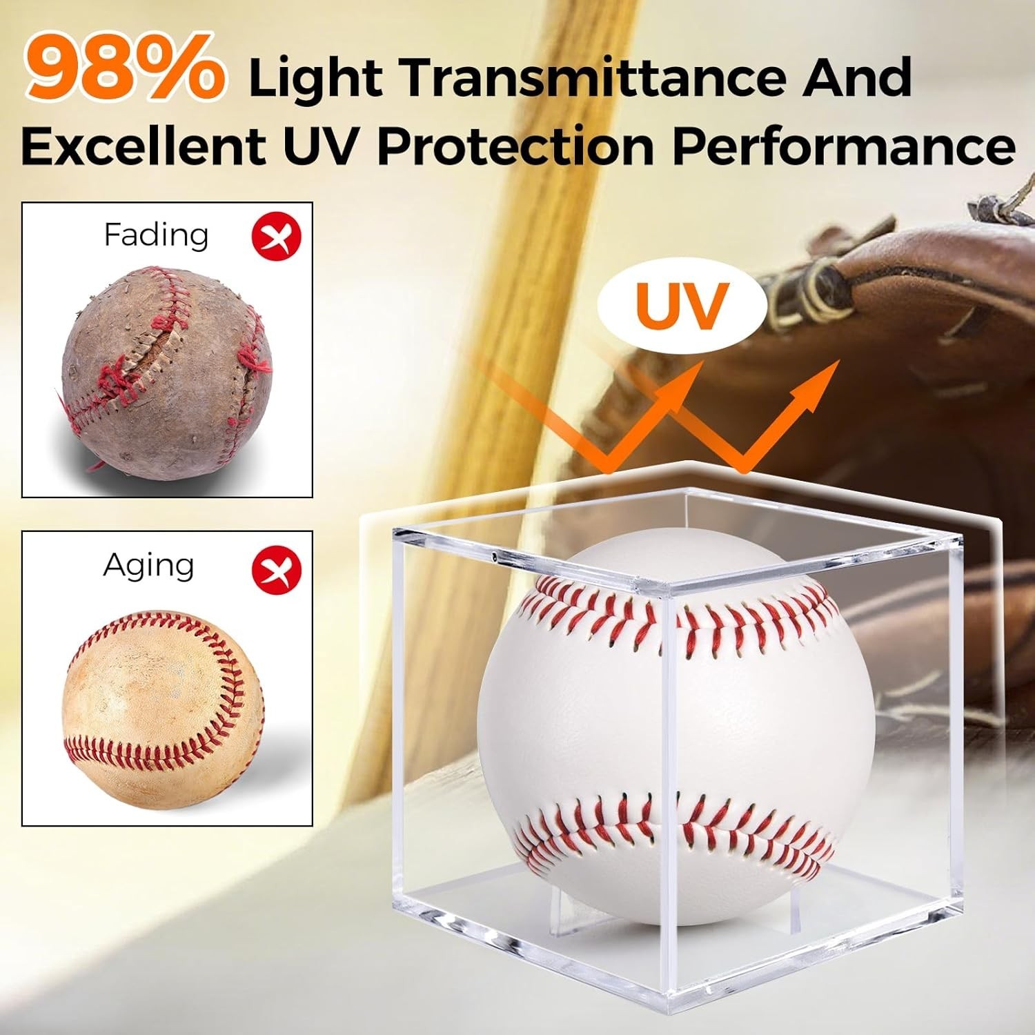 Durable Acrylic Baseball Display Cases: Stackable Design for Collectors (2 Pack)