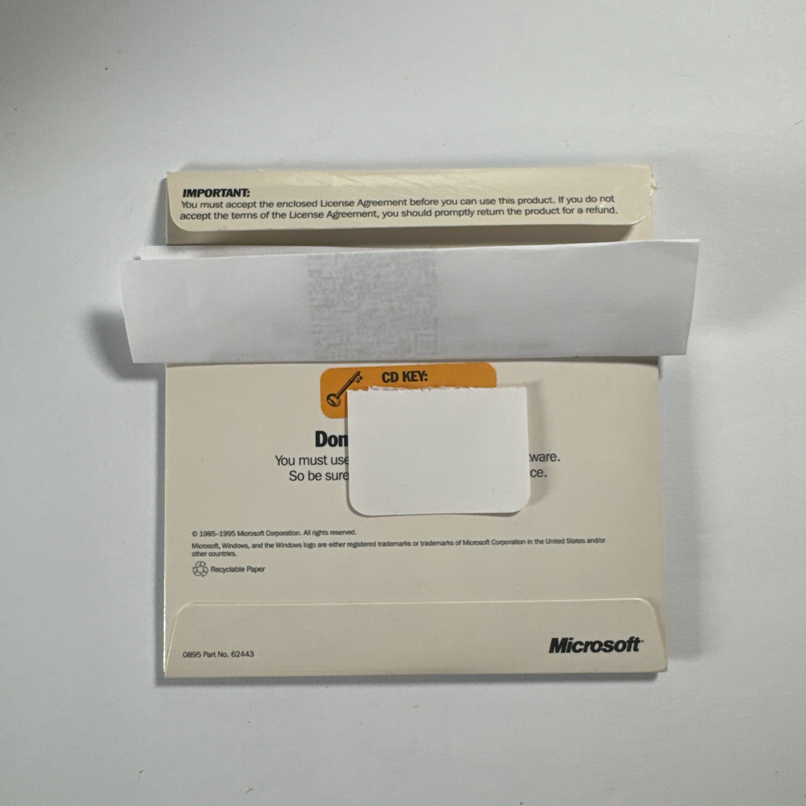 Microsoft Windows 95 Upgrade Disc CD w/ Product Key