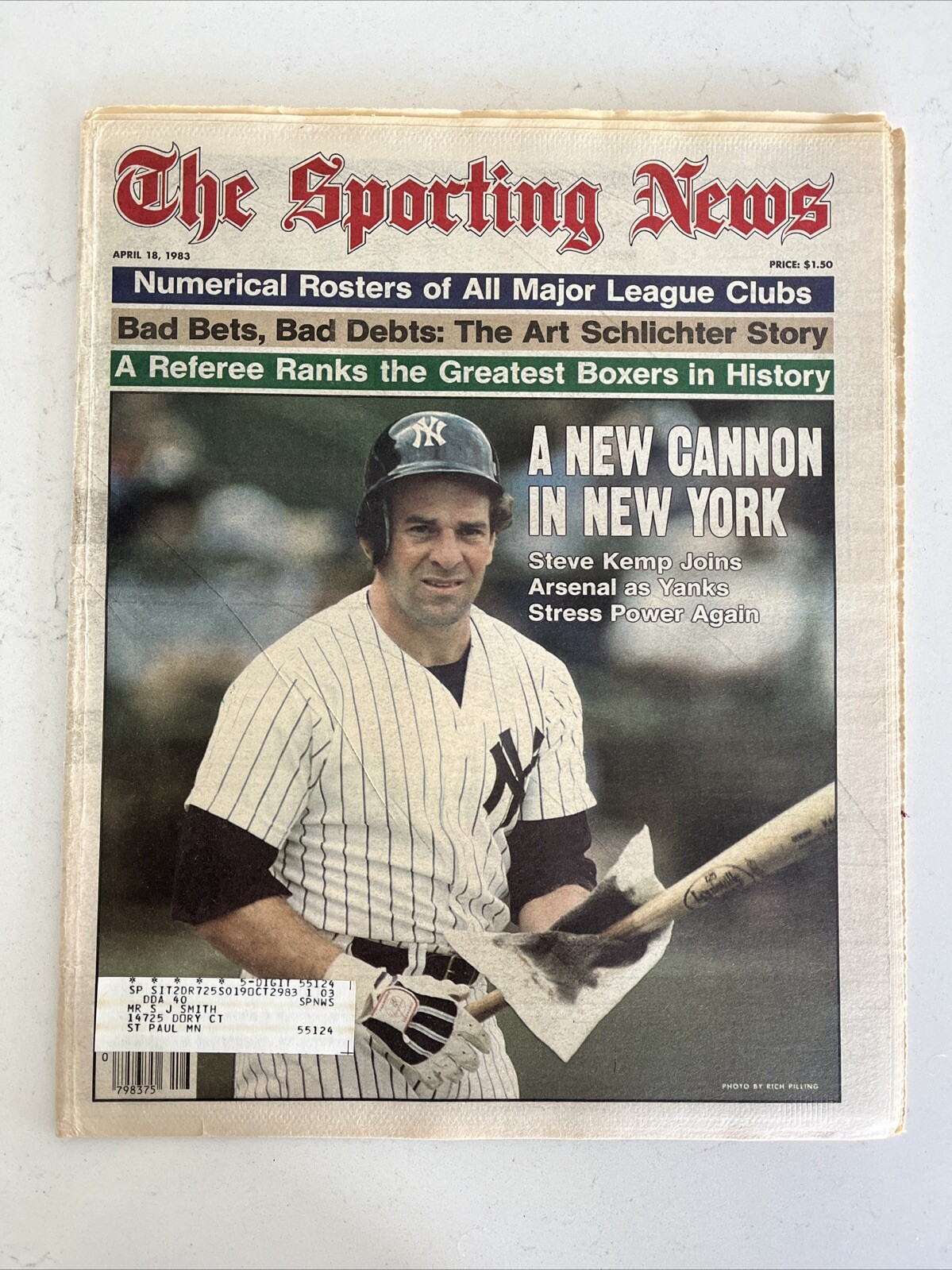 The Sporting News Paper April 18,1983 Steve Kemp,New York Yankees (B136)