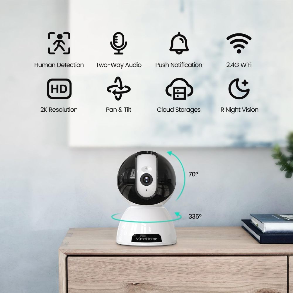 Security Indoor Camera,360° Pan Tilt 1080P Pet Camera with Motion Detection