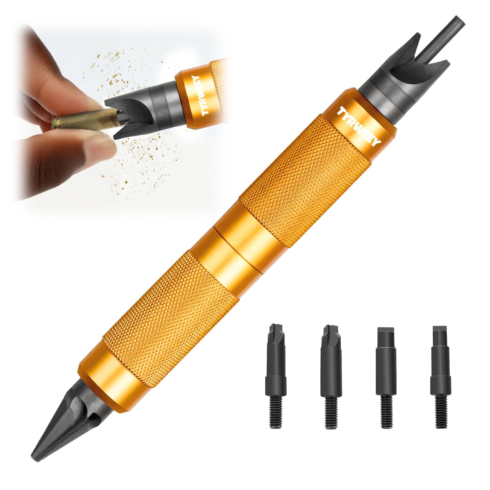 TYRWEEY Case Prep Multitool, Chamfer Deburring Tools for Reloading Orange