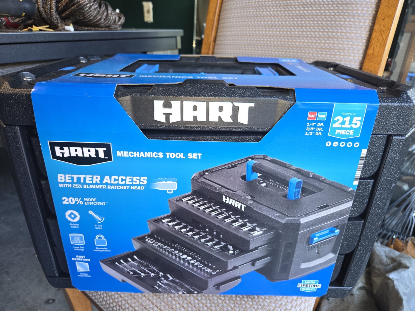 HART 215 Piece Mechanics Tool Set HHMTS424, Hard Case, Ratchet, SAE/Metric
