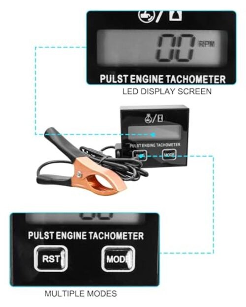 Small Engine Digital Inductive RPM Tachometer Tool Fit for Chainsaw Cropper