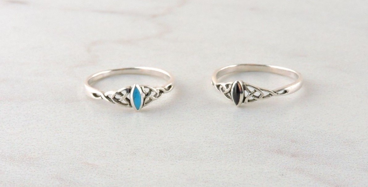 Sterling Silver Celtic Black Onyx Ring - Free Gift Packaging