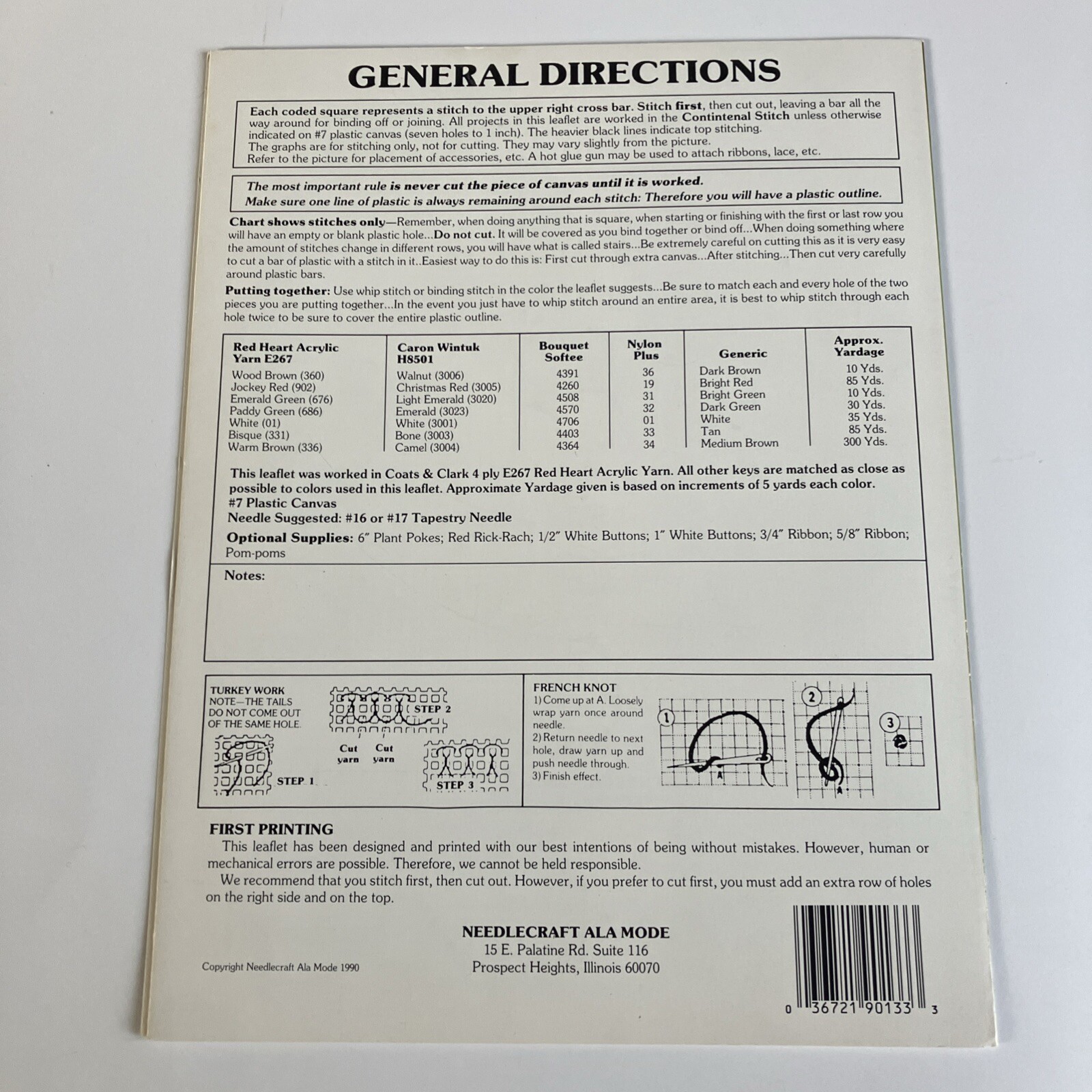Needlecraft Ala Mode Plastic Canvas Gingerbread Kids Leaflet #133 Booklet 1990