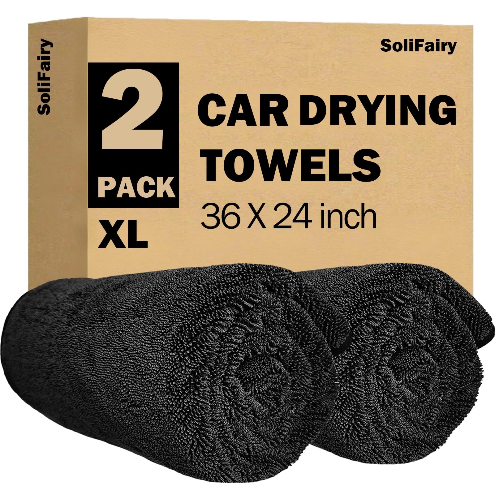 Car Drying Towel (36"x 24"/3ft x 2ft), 2 Pack Ultra Dark Gray X Large
