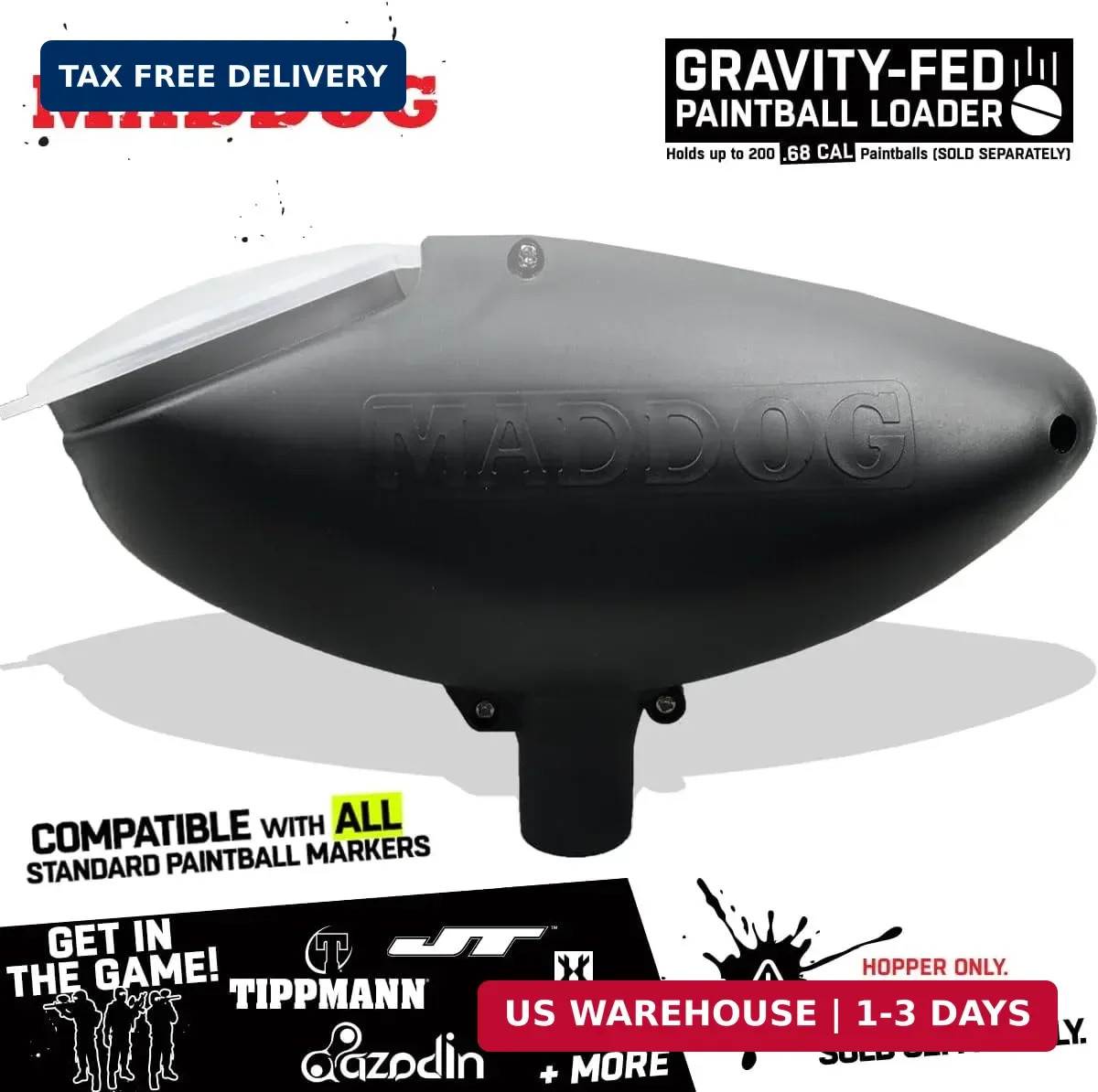 200 Round Paintball Loader -.68 Cal Gravity-Fed Hopper | Universal Paint