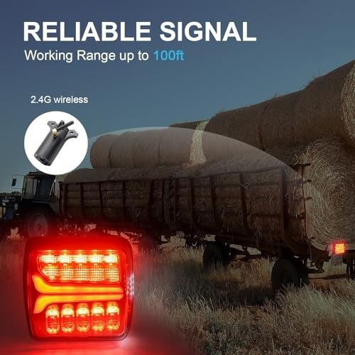 Magnetic Wireless LED Trailer Lights Kit - IP67 Waterproof, Rechargeable Brake &