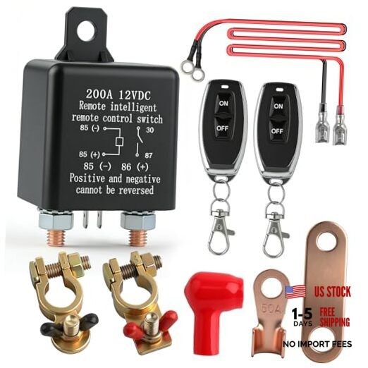 Remote Battery Disconnect Switch 12V, 200A Remote Control Battery Kill Switch,
