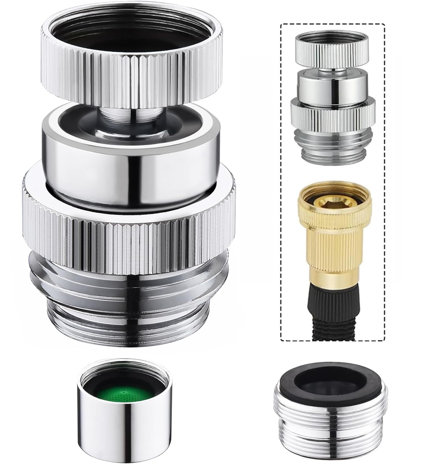 Happyreise Sink Faucet Adapter Kit,360 Degree Swivel 0.75 Inch, Chrome