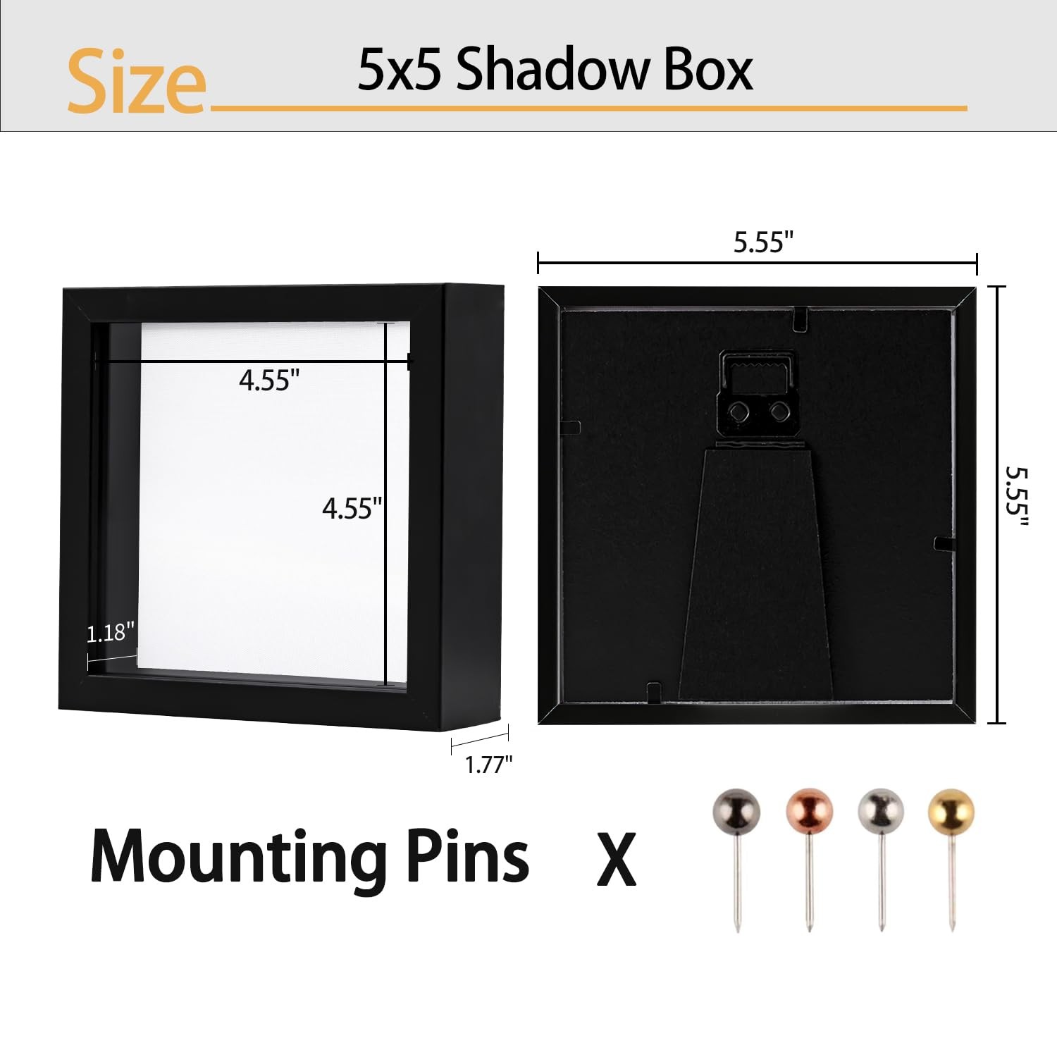 5x5 Inch Small Shadow Box Frame Memory Display Case for Memorabilia Flowers