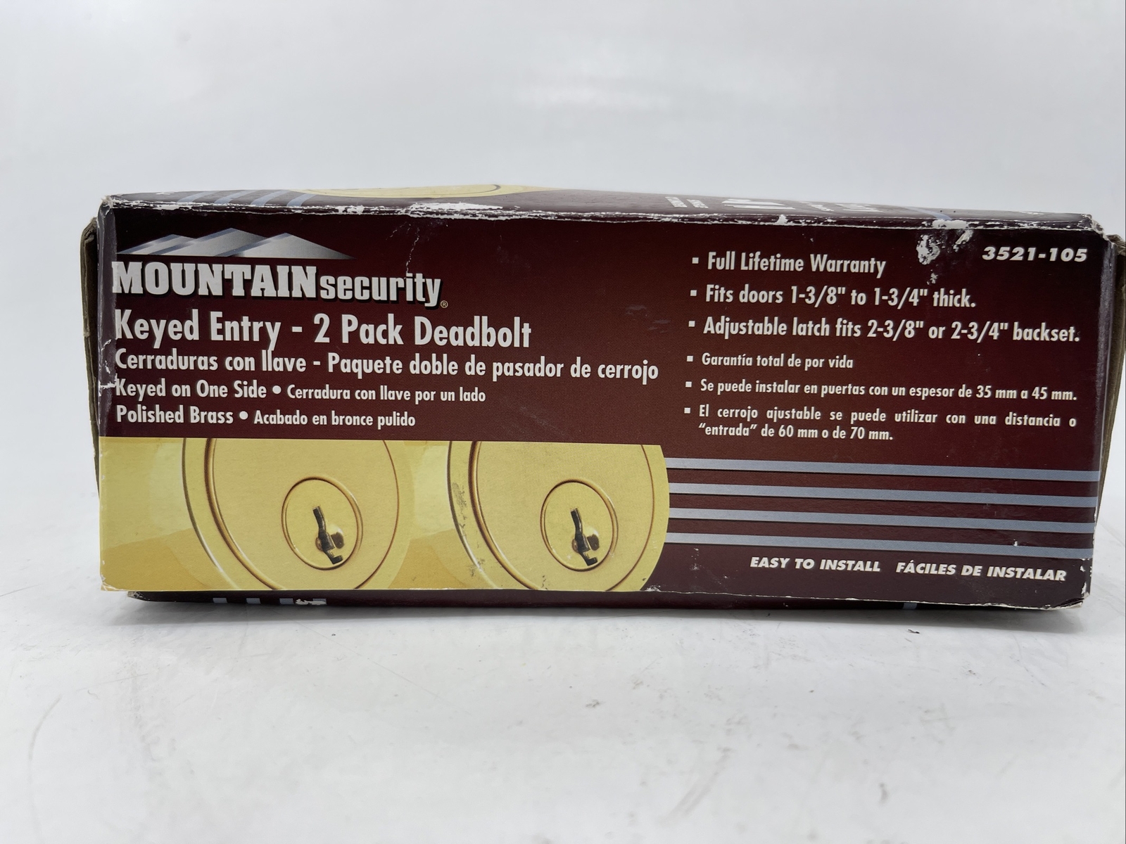 HAMPTON MOUNTAIN SECURITY BOXs, 2 POLISHED BRASS KEYED DEADBOLT 3501-105 