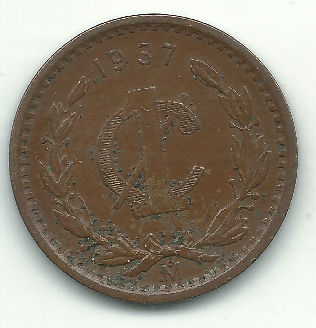 HIGH GRADE XF DETAILS 1937 MEXICO ONE CENTAVO COIN-MAR031