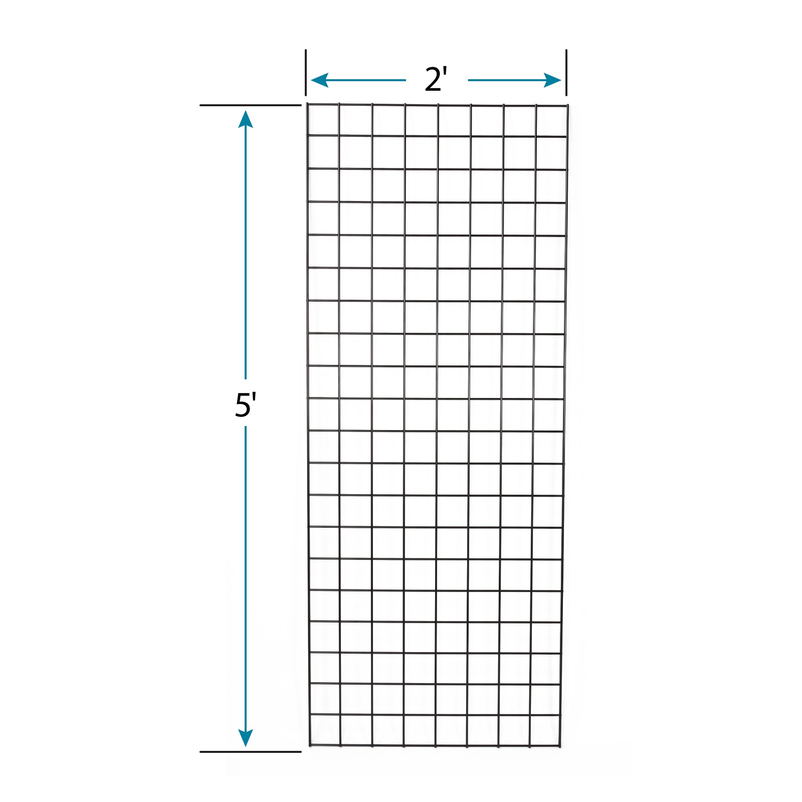 SSWBasics 2 x 5 Foot Black Wire Grid Panel - 3” on Center, ¼" Thick - Versatile