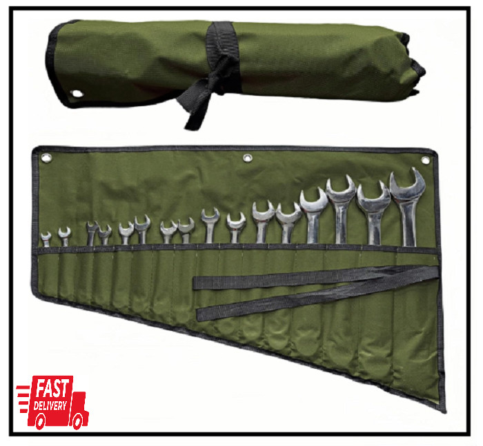 16 Pockets Wrench Roll Up Organizer, Wrench Bag and Tool Organizer Bag, Wrenc...