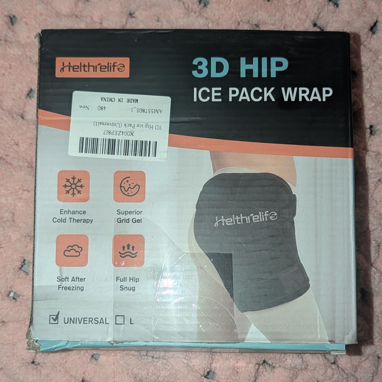 Helthrelife 3D Hip Ice Pack Wrap 2-Layer Cooling Gel Hip Replacement Surgery