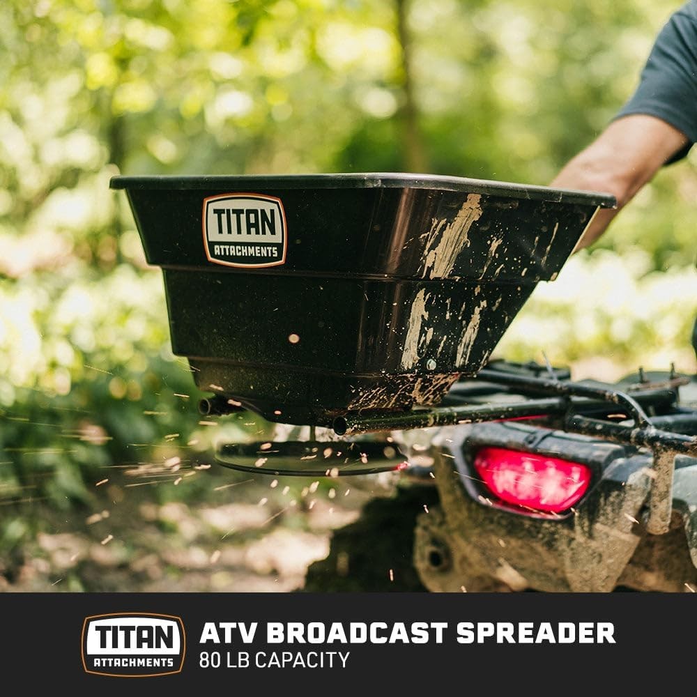 12 Volt ATV/UTV Broadcast Spreader 80 LB Capacity Back/Front Mounting ATV UTV Or