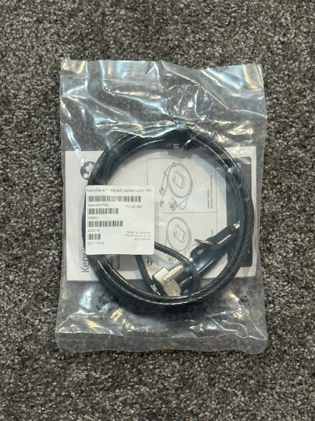Brand New Kensington NanoSaver Keyed Laptop Lock Security Cable - K64445M