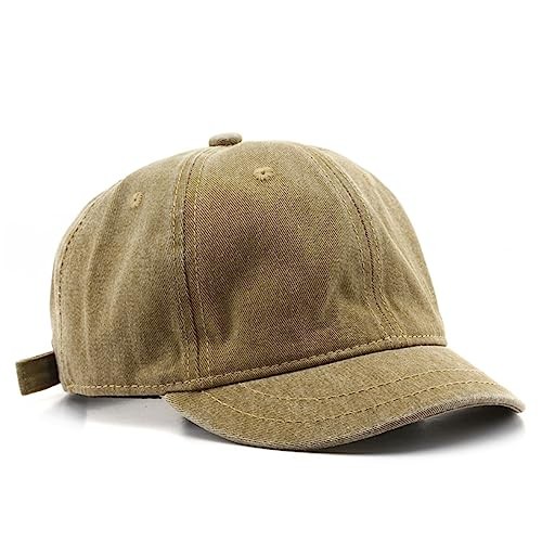 Short Brim Vintage Baseball Cap Adjustable Unstructured Washed One Size Black