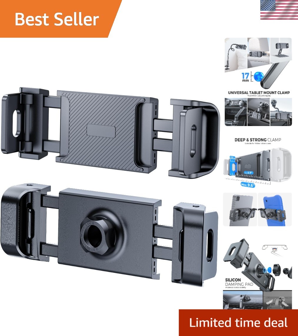 Universal Tablet Clamp for 6"-12.9" Devices - Adjustable & Rotatable Design