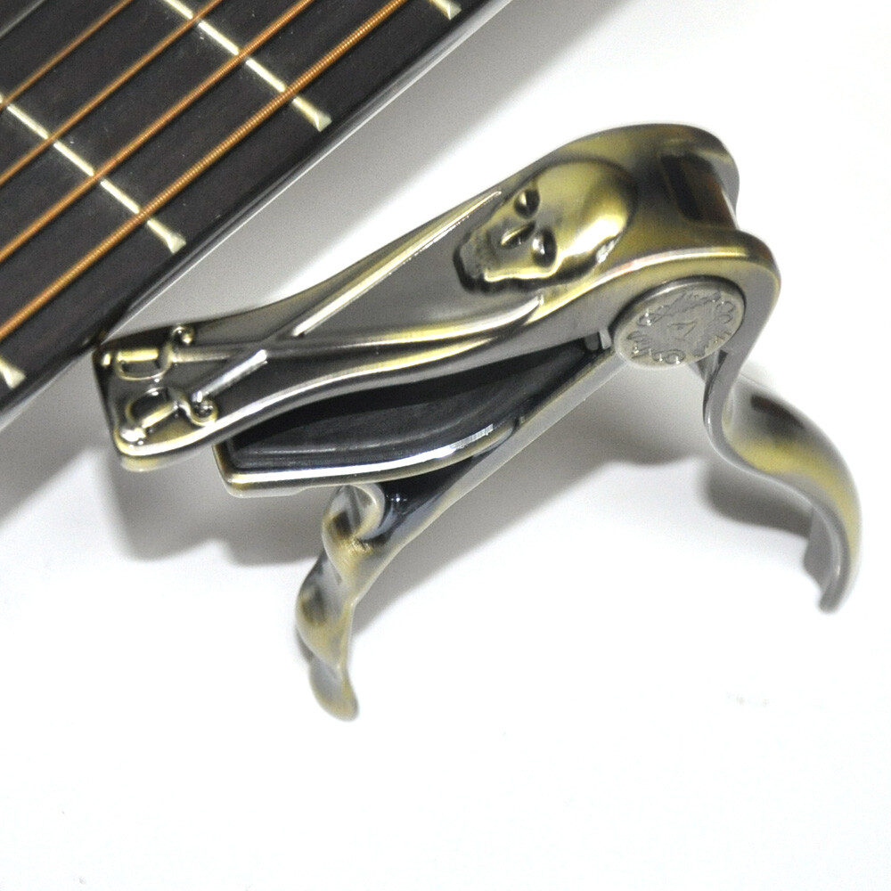 Alice A007H/BR Aluminum Alloy Brassy Guitar Capo Skull Shape f Acoustic Guitars