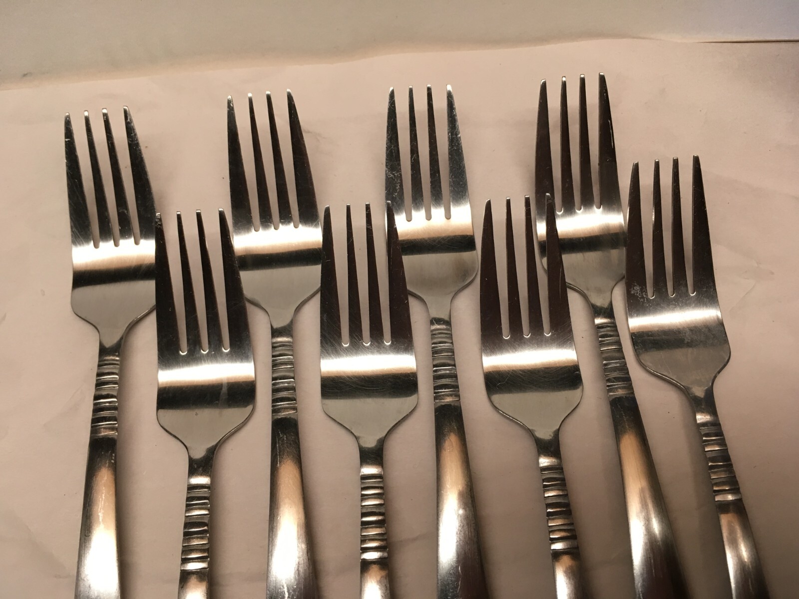 39pc International Stainless Flatware Ribbed Neck Vertical Lines China