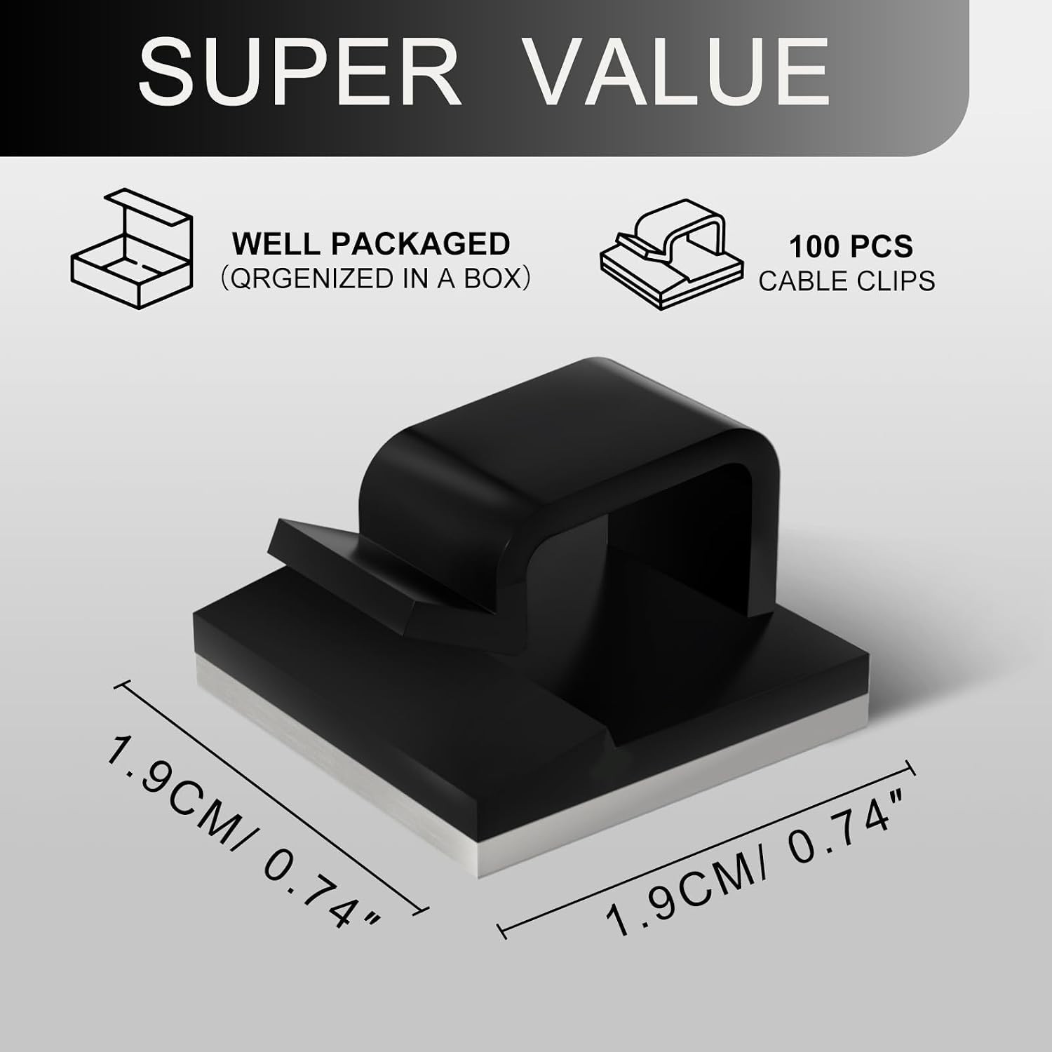 Multi-Purpose Adhesive Cable Holders - Black, 100PCS