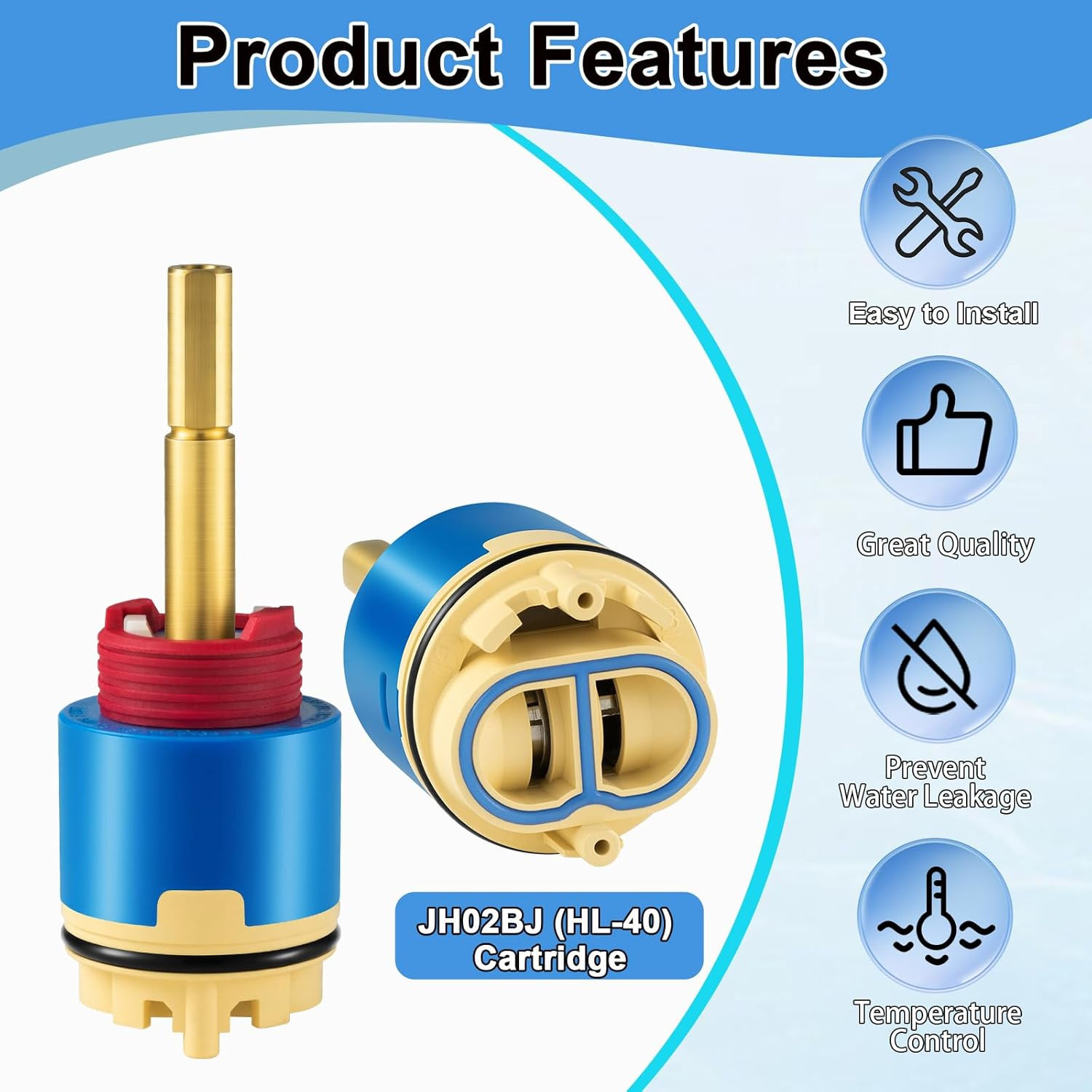 JH02BJ (HL-40) 4.25" Pressure Balance Ceramic Cartridge, Shower Cartridge Replac