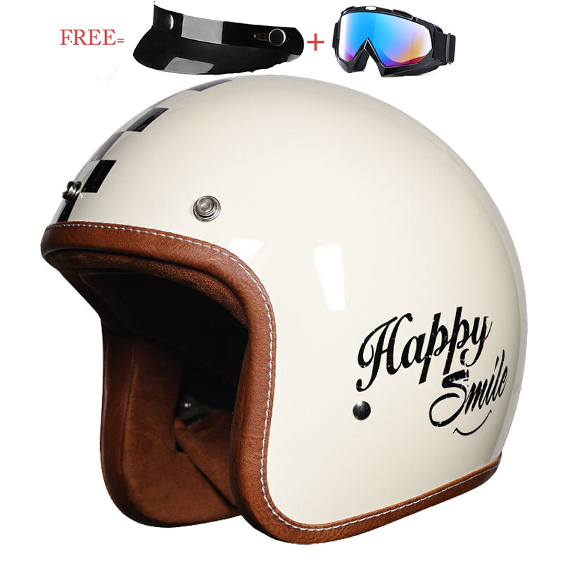 Men Women 3/4 Open Face Motorcycle Scooter Cruiser StreetBike Helmet Googles DOT