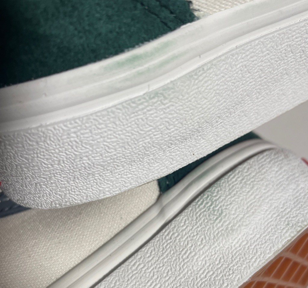 Size 8 Men/ 9.5 Women VANS OLD SKOOL VARSITY CANVAS BLUE/GREEN SUEDE SKATE SHOES